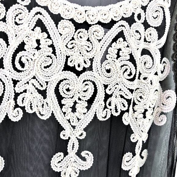 Pretty Angel Sleeveless Black Sheer Crochet Embroidery Summer Dress MED Coquette - Picture 4 of 8